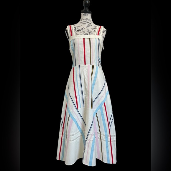 Tanya Taylor Dresses & Skirts - Tanya Taylor Striped Cotton Midi Dress Size 4 Sleeveless Pockets AS IS